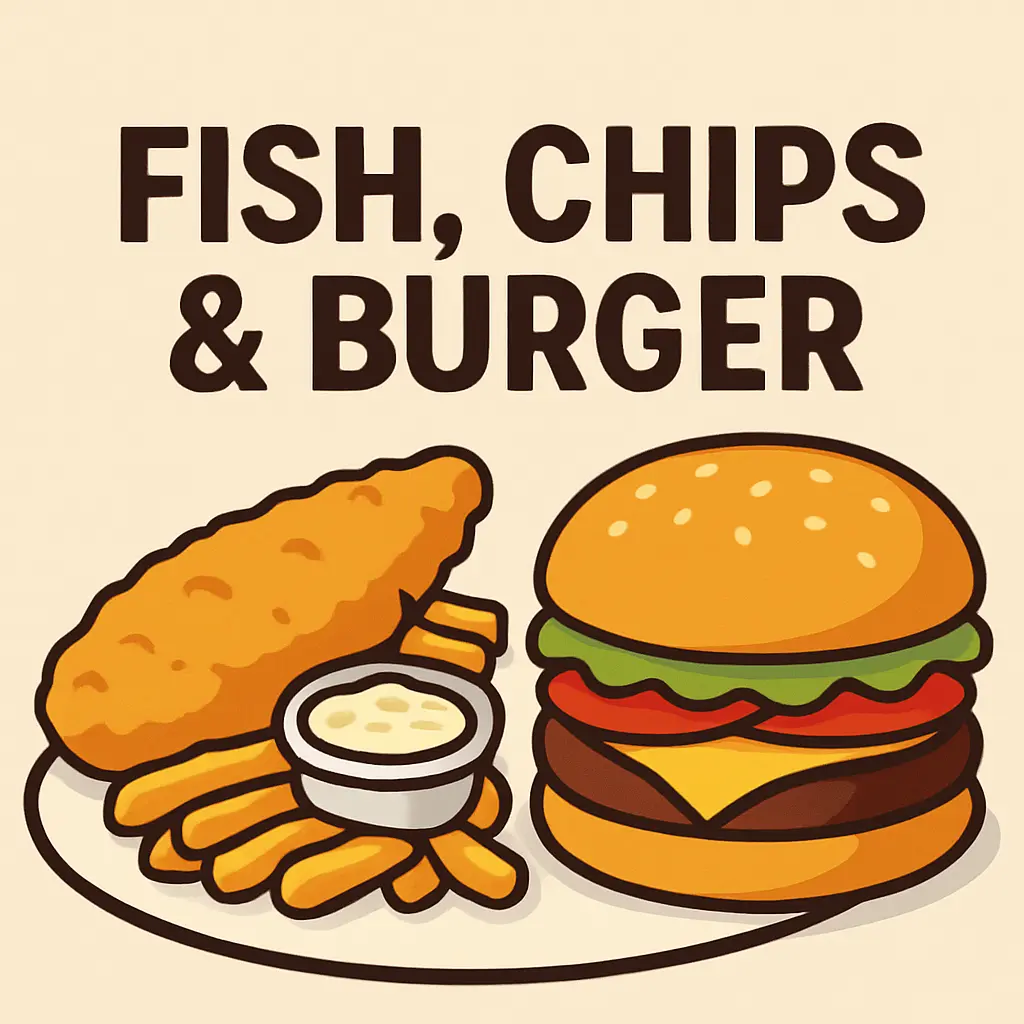 Fish, Chips & Burger